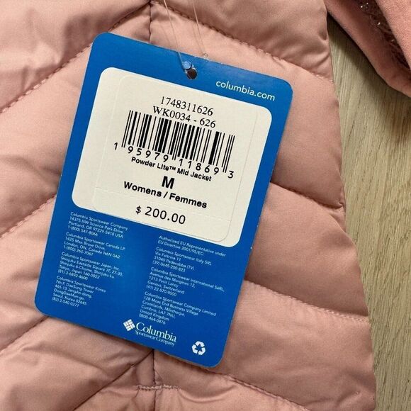 Columbia Powder Lite Mid Hooded Jacket Womens Medium Dusty Pink Omni-Heat $200 - Picture 6 of 6